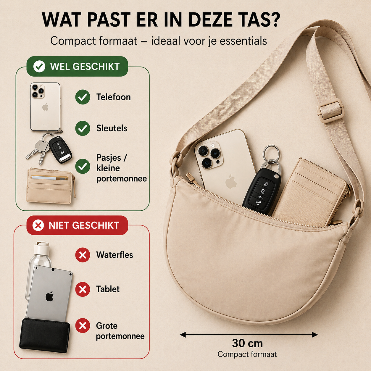 Crossbody tas - Beige