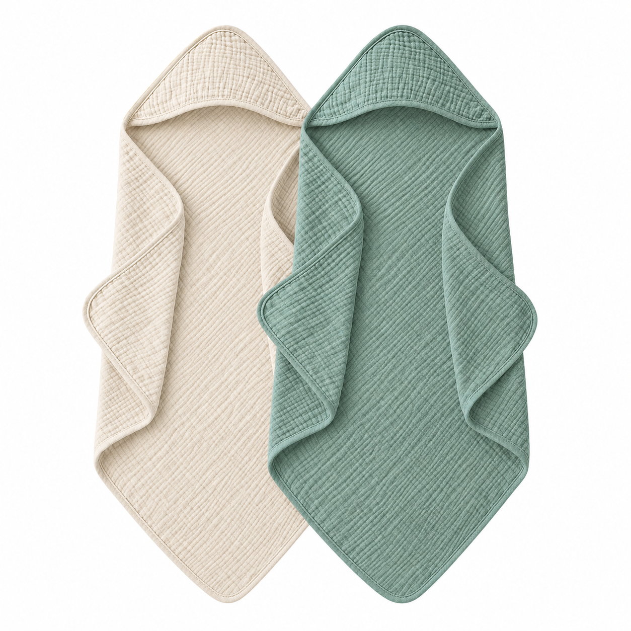 Badcape set - beige & groen
