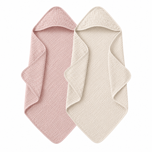 Badcape set - beige & roze
