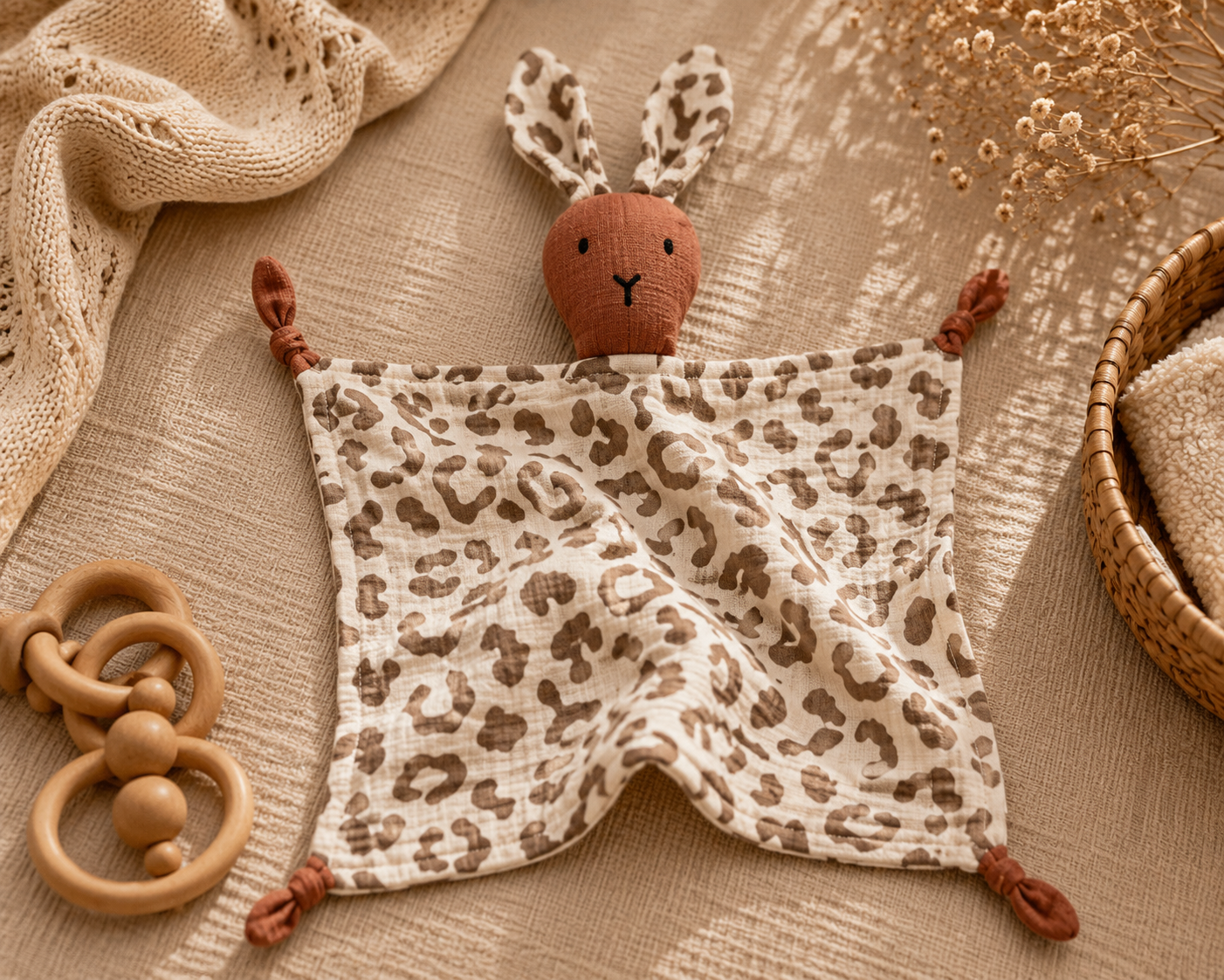 Knuffeldoekje konijn - panterprint