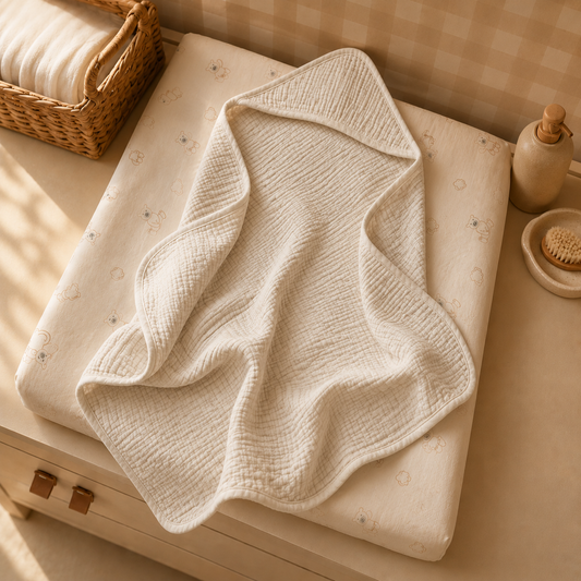 Badcape set - beige & taupe