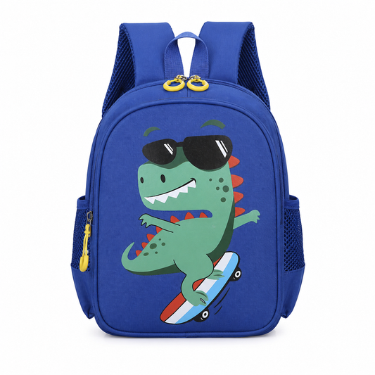 Rugzak dino - skater - blauw